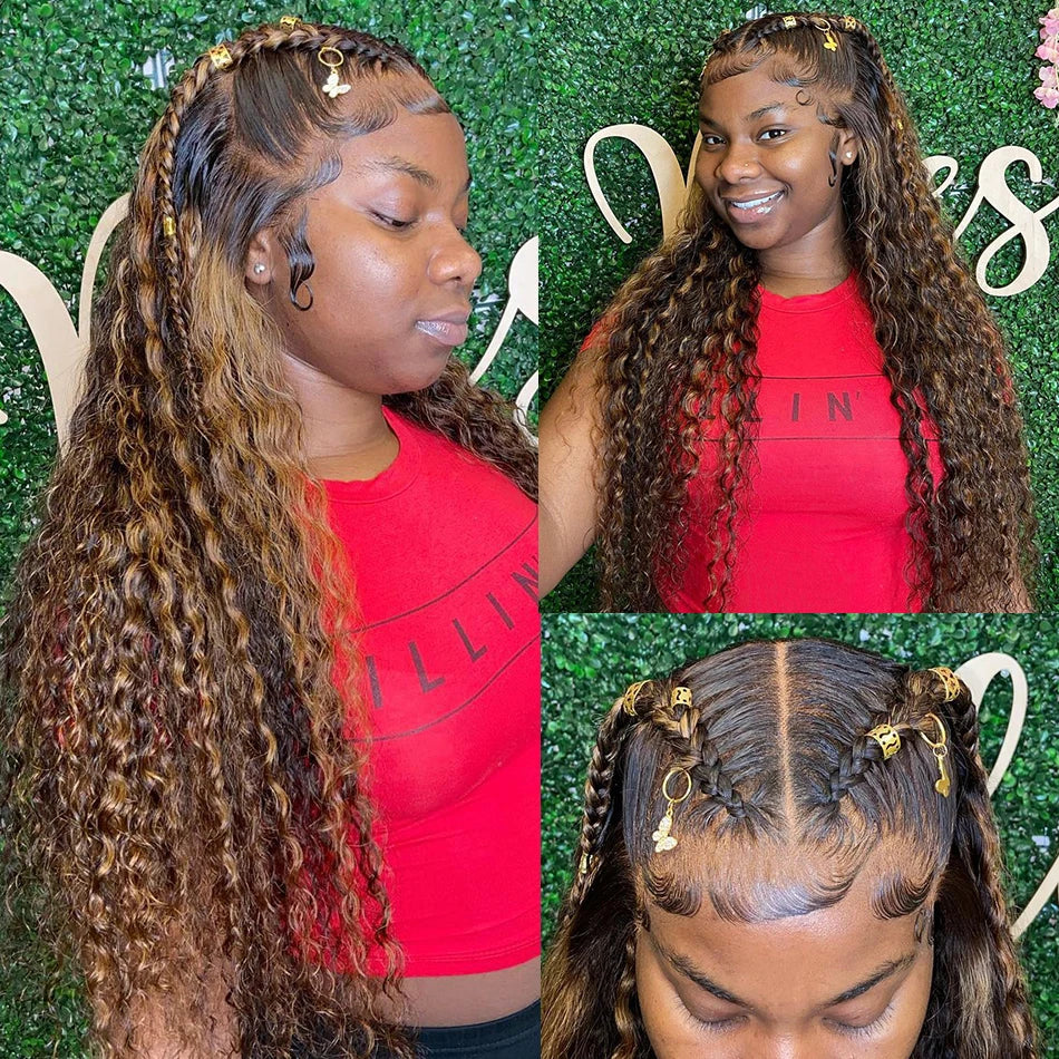 Silkwave Highlight 13x6 Lace Frontal Wig Human Hair Deep Wave 13x4 Hd Lace Curly Highlight Blonde Ombre Colored Wigs For Women