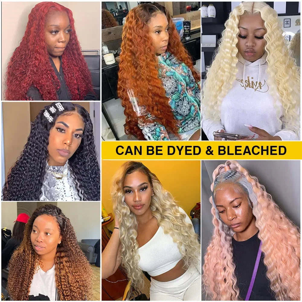 Upgrade No Glue 360 Drawstring Lace Wig Kinky Curly Deep Water Wigs 100% Human Hair Invisi Strap 360 Full Hd Lace 13x4 Front Wig
