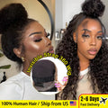 Upgrade No Glue 360 Drawstring Lace Wig Kinky Curly Deep Water Wigs 100% Human Hair Invisi Strap 360 Full Hd Lace 13x4 Front Wig