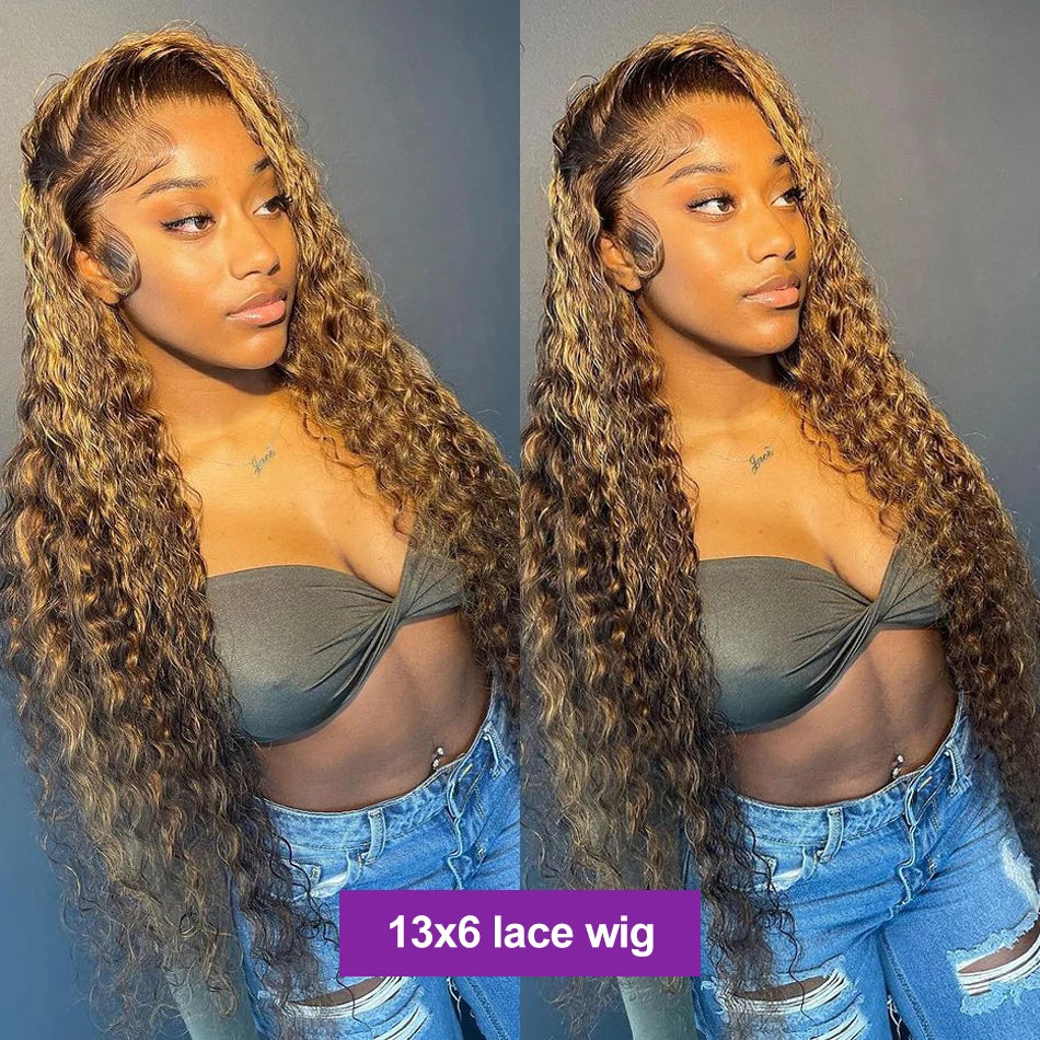 Silkwave Highlight 13x6 Lace Frontal Wig Human Hair Deep Wave 13x4 Hd Lace Curly Highlight Blonde Ombre Colored Wigs For Women