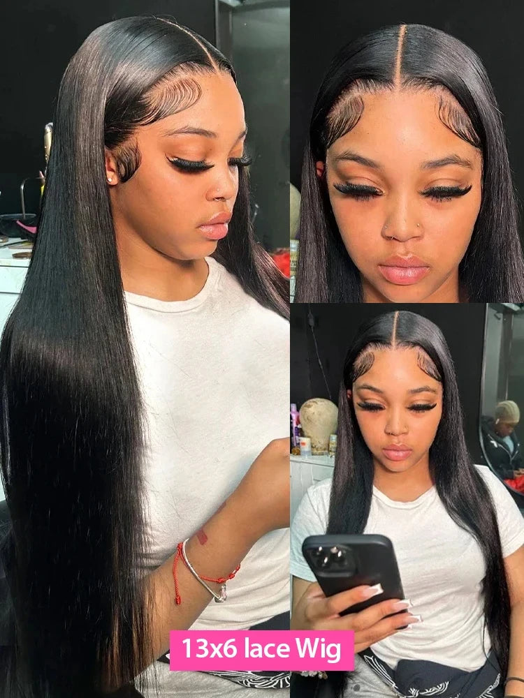 Wig Human Hair Brazilian Transparent 13x4 13x6 Bone Straight Lace Frontal Wig 250 Density Wigs For Women