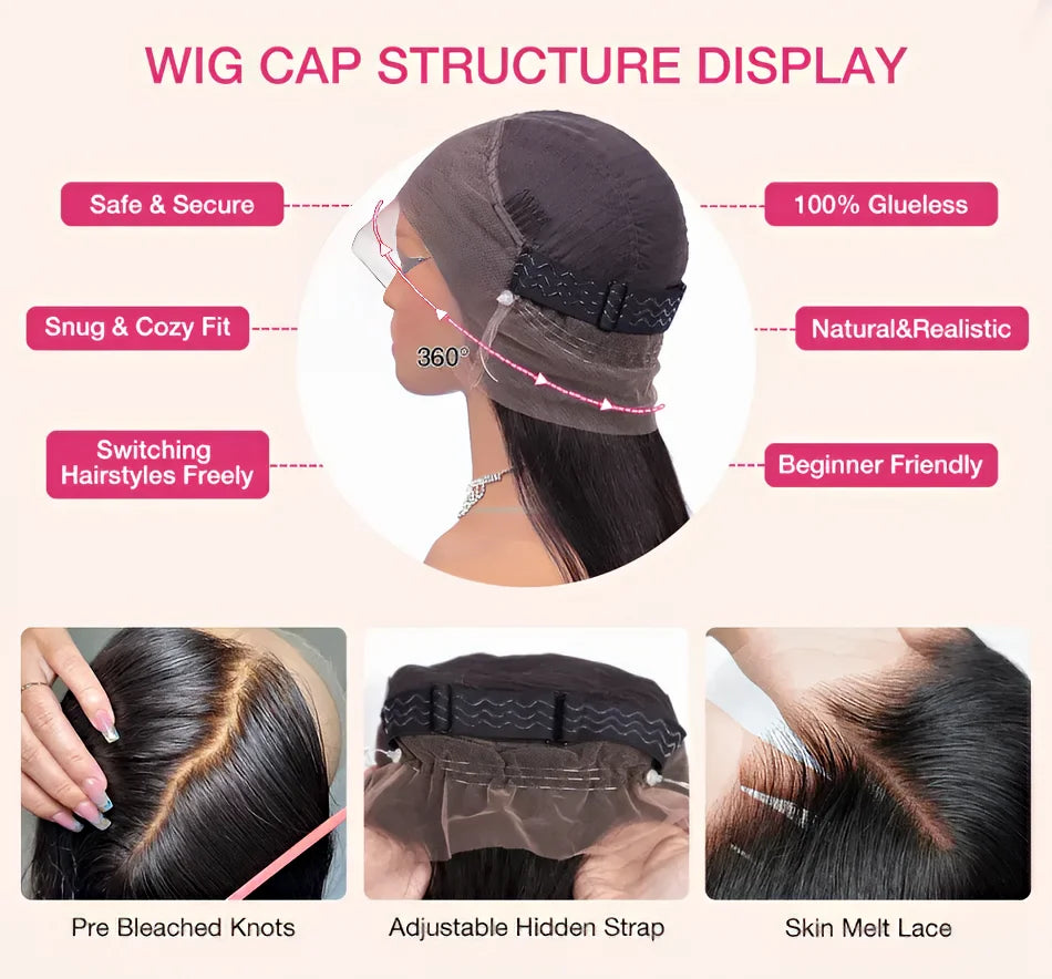 Upgrade No Glue 360 Drawstring Lace Wig Kinky Curly Deep Water Wigs 100% Human Hair Invisi Strap 360 Full Hd Lace 13x4 Front Wig