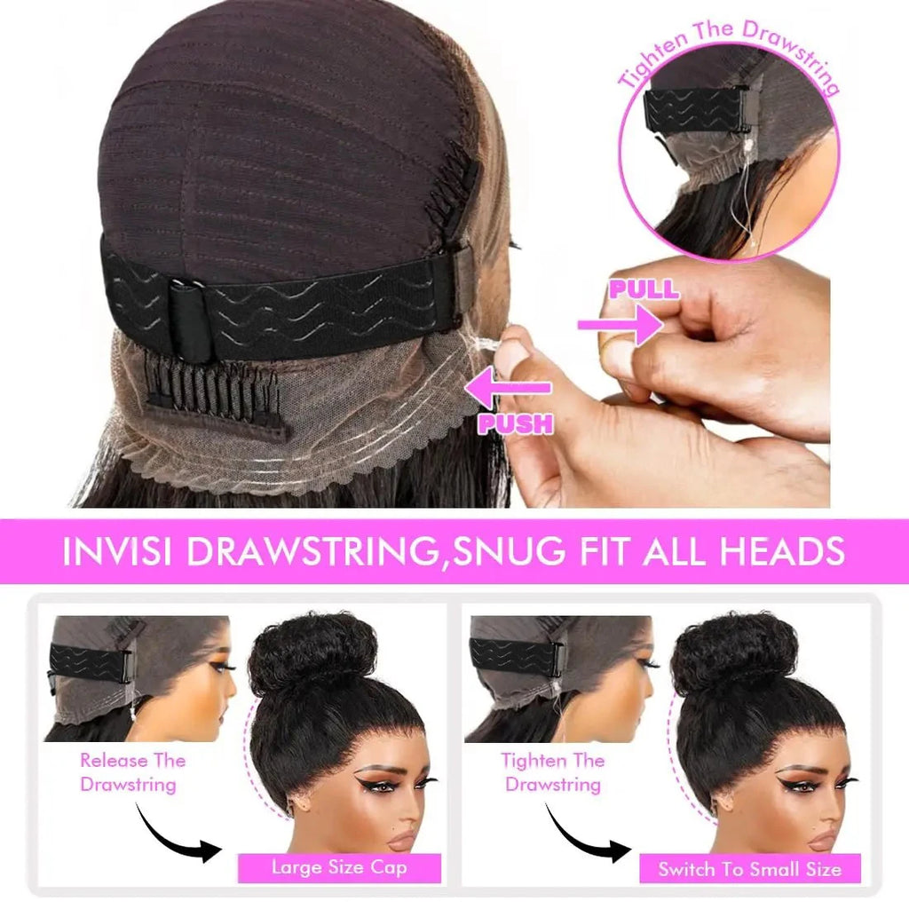 Upgrade No Glue 360 Drawstring Lace Wig Kinky Curly Deep Water Wigs 100% Human Hair Invisi Strap 360 Full Hd Lace 13x4 Front Wig