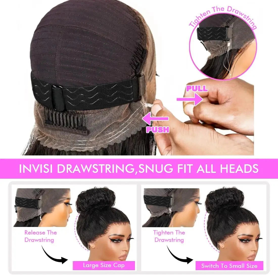 Upgrade No Glue 360 Drawstring Lace Wig Kinky Curly Deep Water Wigs 100% Human Hair Invisi Strap 360 Full Hd Lace 13x4 Front Wig