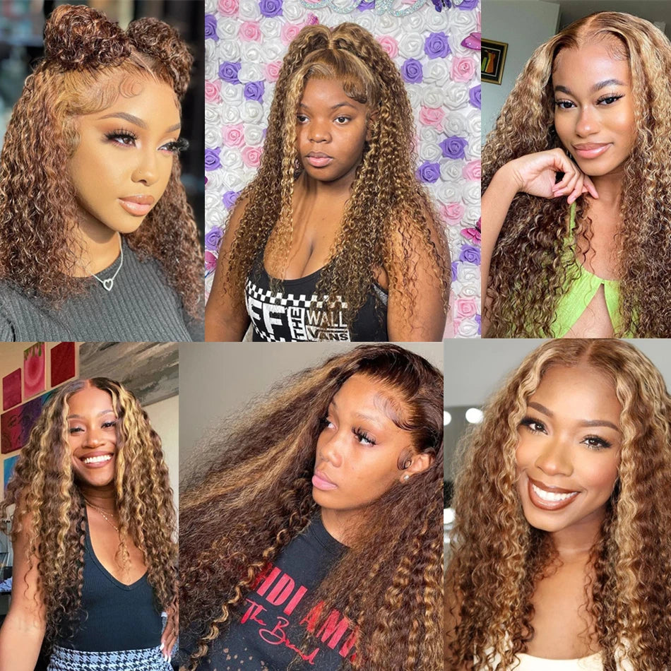 Silkwave Highlight 13x6 Lace Frontal Wig Human Hair Deep Wave 13x4 Hd Lace Curly Highlight Blonde Ombre Colored Wigs For Women